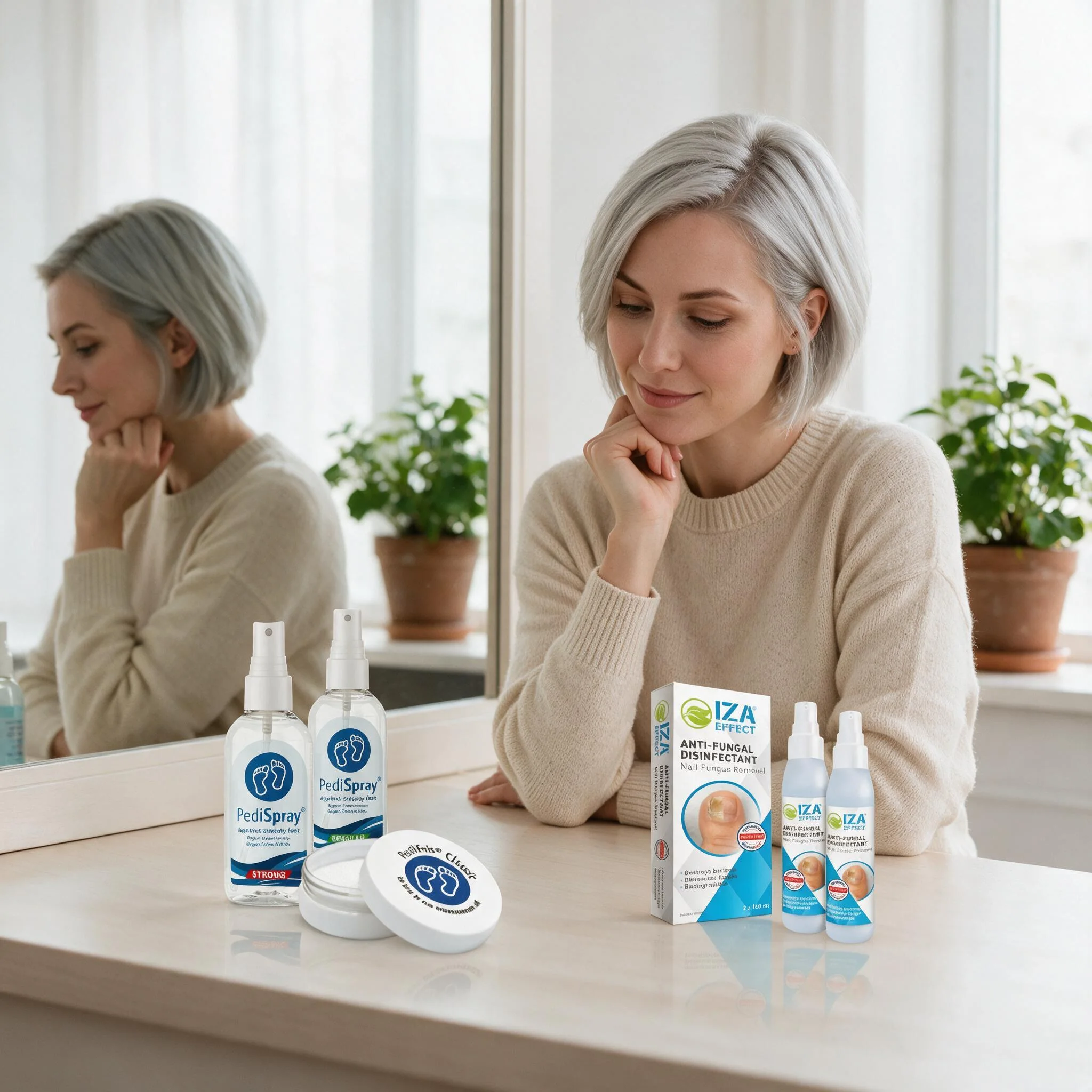 IZA Effect ved siden af PediSpray® i gennemsigtige flasker og PediFris® Classic